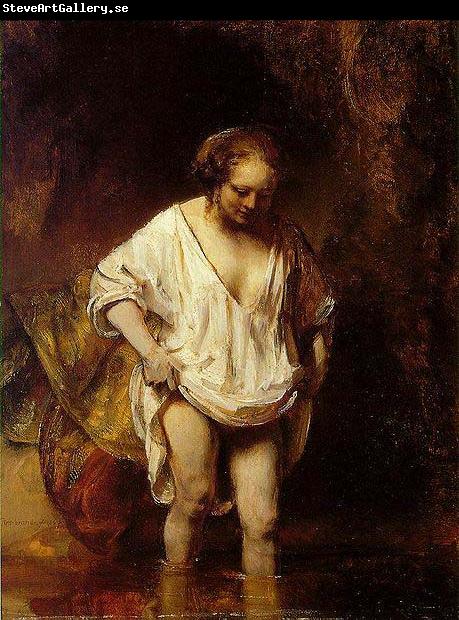 REMBRANDT Harmenszoon van Rijn Bathing woman, modelled by Hendrickje,